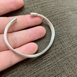Sterling Silver Multi-wire Bangle-Multi Strand Cuff Bracelet-Adjustable